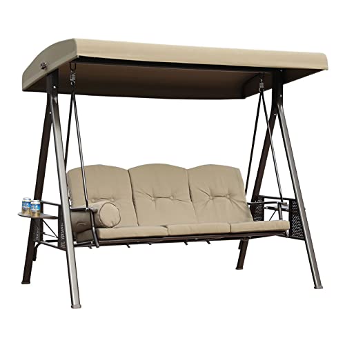 Luxury Seater Jhula/Swing for Adult Outdoor with Canopy Shed, Cushion and Cup Holders (3 Seater Swing)