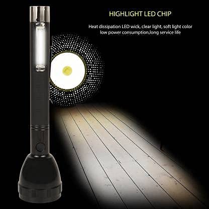 Long Range LED Torch 2400mAh Battery Torch Torch (Black, 12 cm, Rechargeable) | Lithium Battery