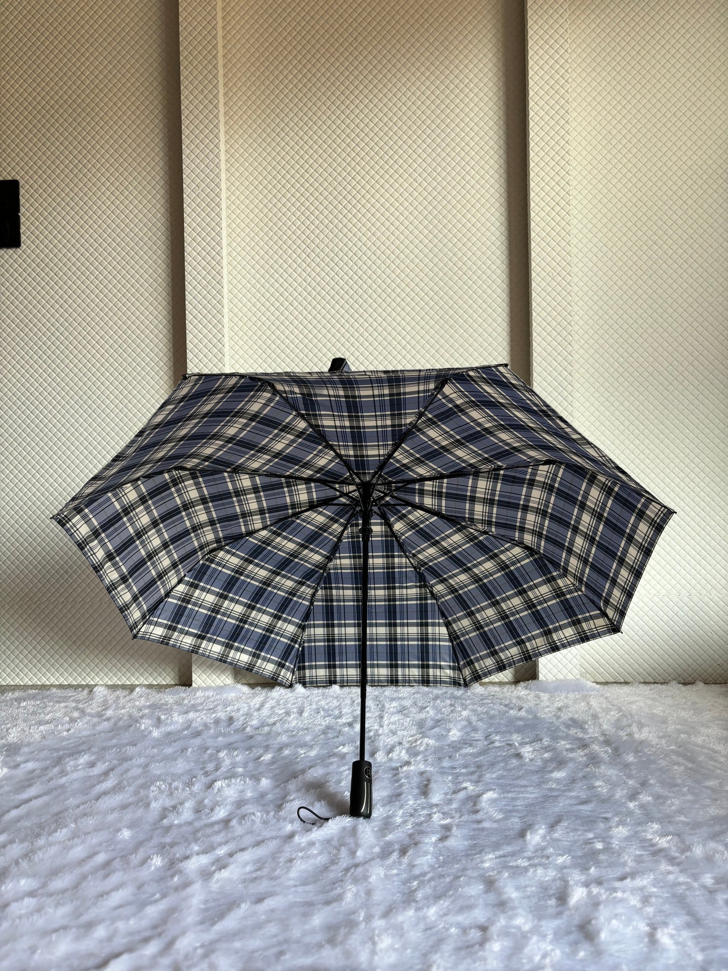 Fully Automatic Jainsons Rain-Check 3 Fold Jumbo Umbrella | Checks Print | Bage