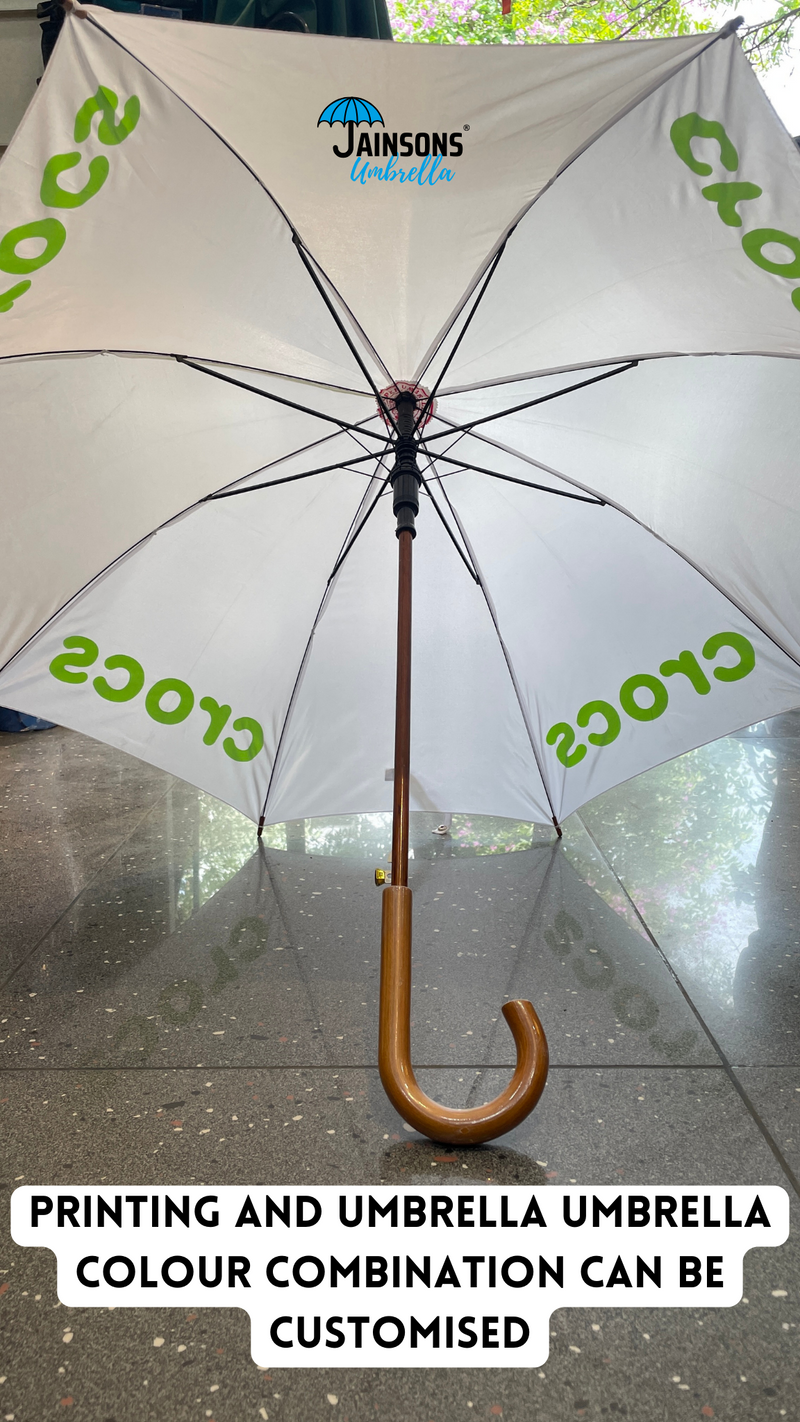 Jainsons Wooden Pyno Umbrella | Wooden Umbrella for Corporate Gifting | J Handle Umbrella