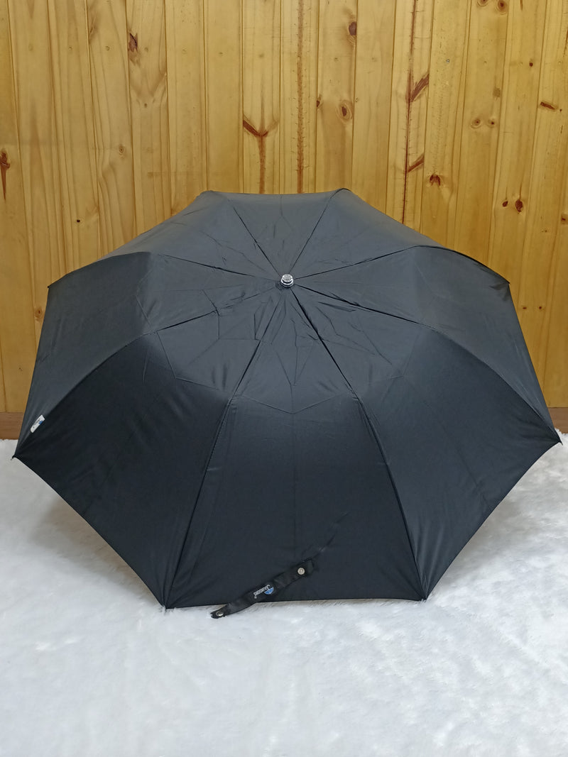 Jainsons Basic 2 Fold Black Umbrella | 24.5"X8 | Straight Handle