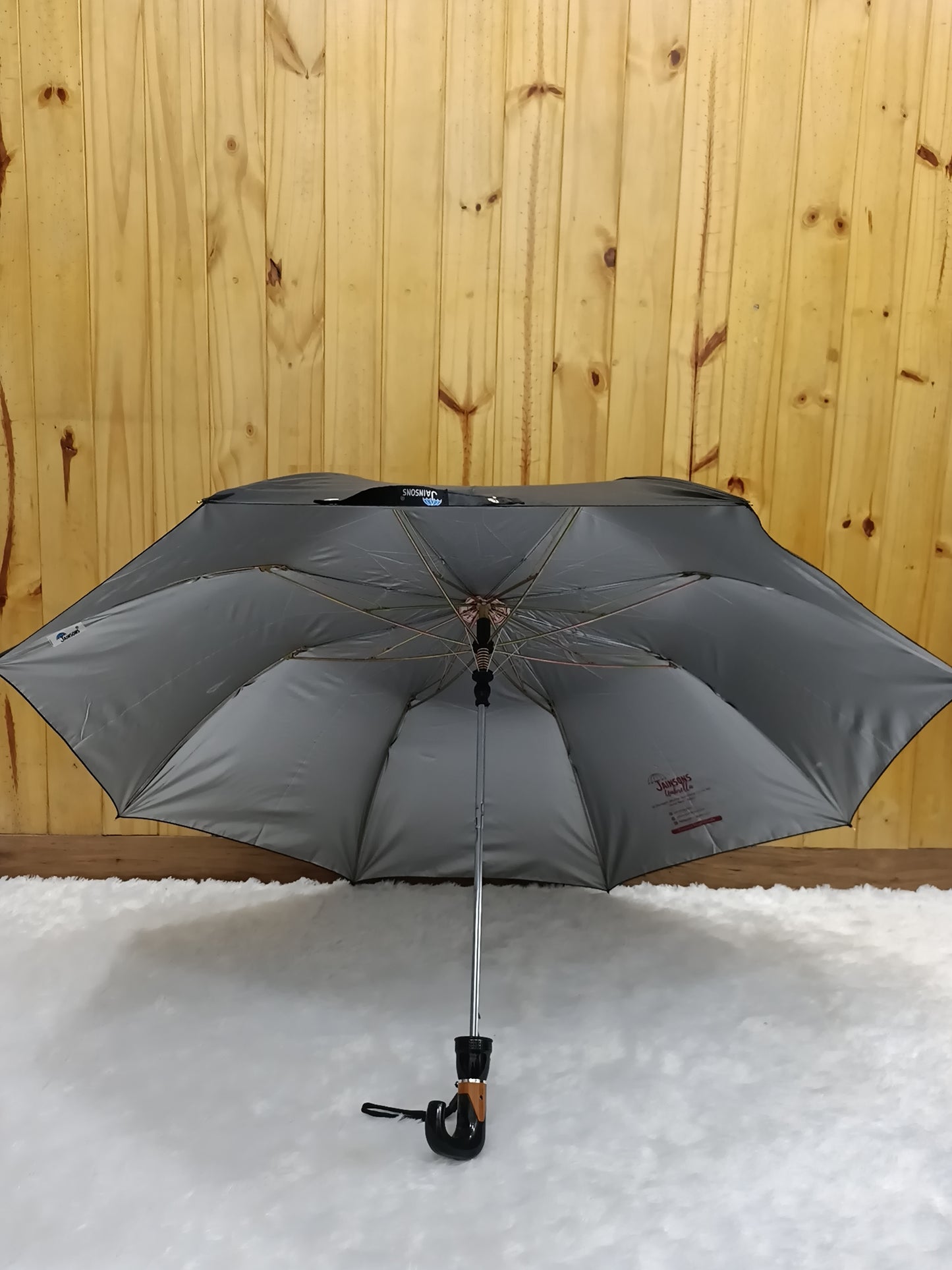 Jainsons Basic 2 Fold Black Umbrella | 24.5"X8 | J Handle