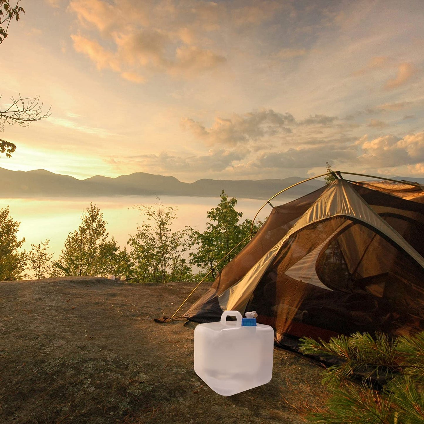 Collapsible Water Container with Spigot, Camping Water Storage Carrier Jug for Outdoors Hiking Backpack & Survival Kit, Foldable Portable Canteen | 20L Capacity
