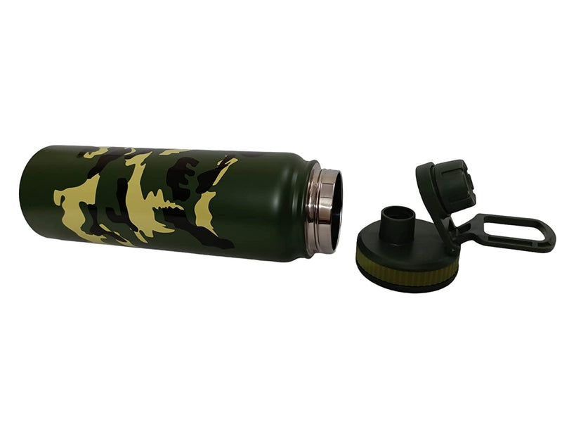 Camo Stainless Steel Water Bottle | Double Wall Vacuum | Insulated Flask Leakproof (Camouflage) (900 Ml)