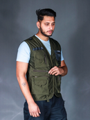 Jungle Safari Trekkers Half Jacket | 9 Pocket Design | Water Repellent Fabric