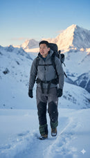 JAG Mt. Kailash Series Trekking & Hiking Pants | Snow Proof | Fleece Inside | Unisex Design | Bonded Fleeced Fabric | Snow Trekking Pants | Triple Layered Fabric | Grey Black