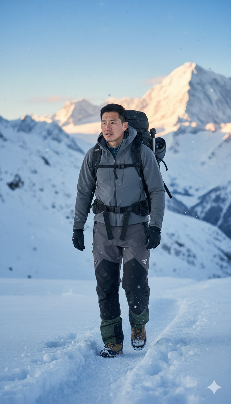 JAG Mt. Kailash Series Trekking & Hiking Pants | Snow Proof | Fleece Inside | Unisex Design | Bonded Fleeced Fabric | Snow Trekking Pants | Triple Layered Fabric | Grey Black