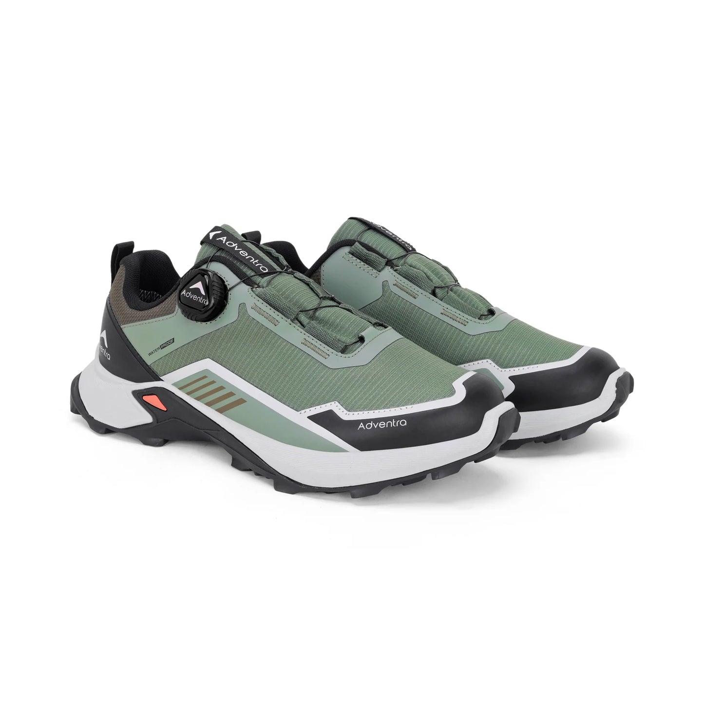 Adventra Men Waterproof Low-Top Hiking Shoes with Auto-Lacing (ET1102) Olive Green