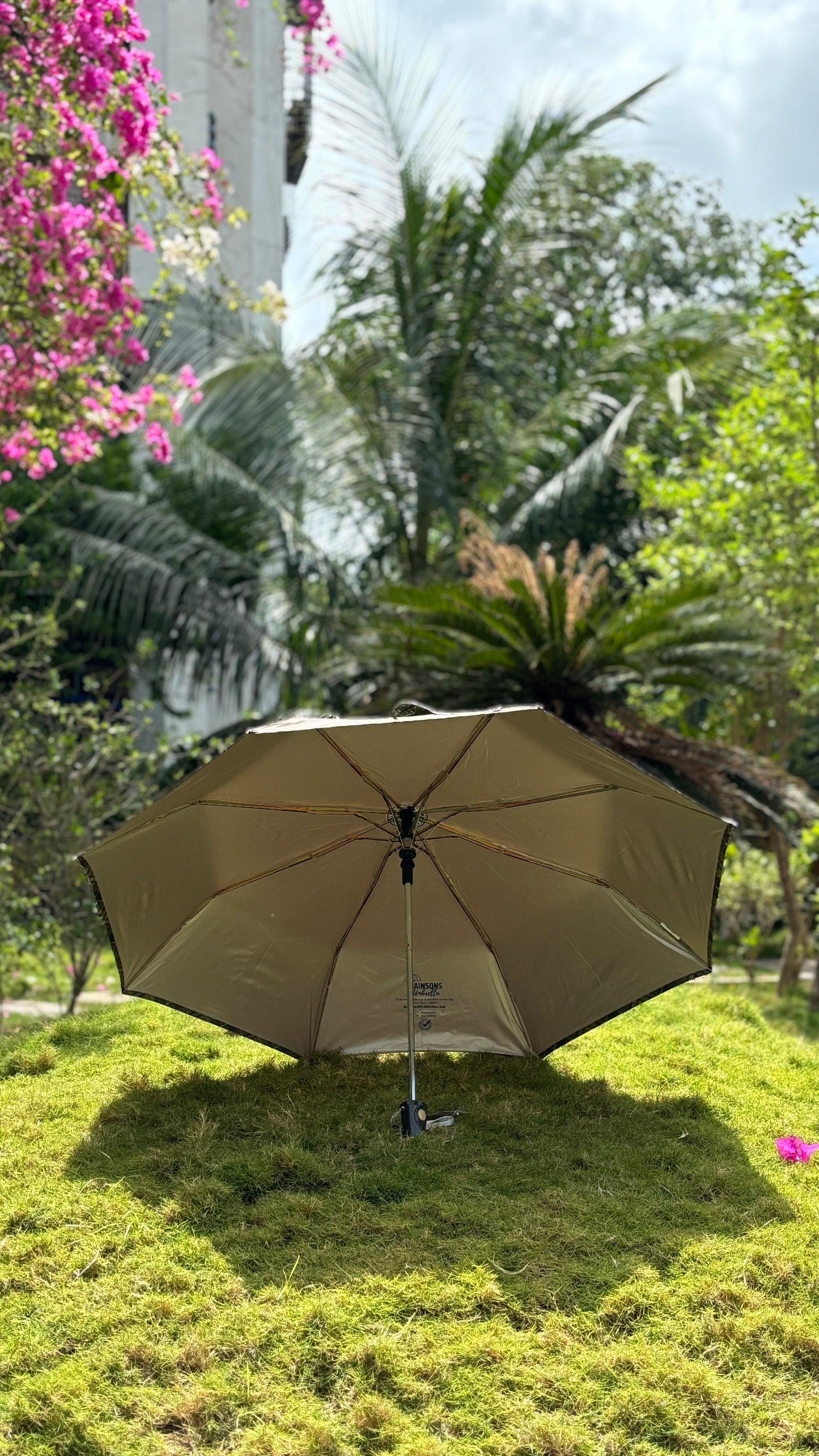 Jainsons YD Piping 3 Fold Umbrella | Nylon Fabric | Unisex Design | Army Green