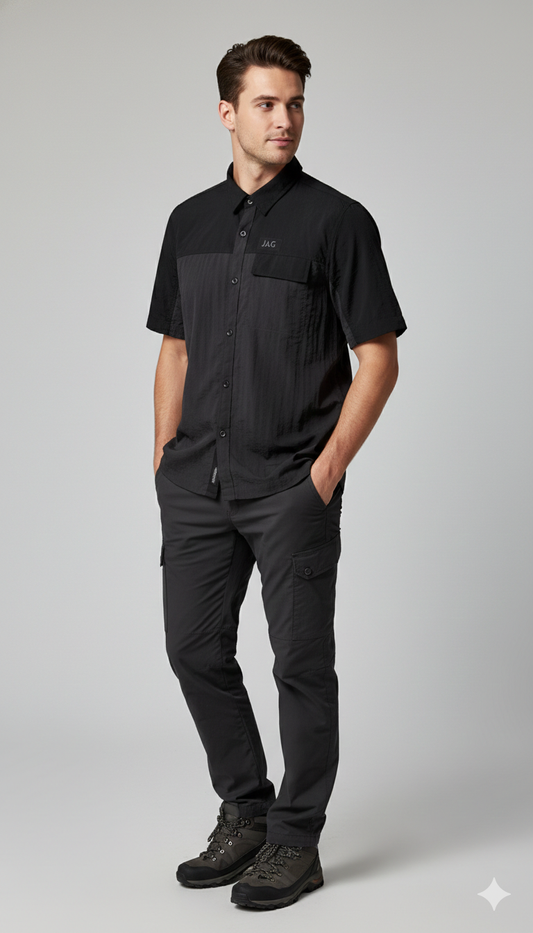 JAG Summit Seeker Hiking, Trekking & Travel Shirt | Ultra Light Parachute Fabric | Half Sleeves | Quick Dry | Asteriod