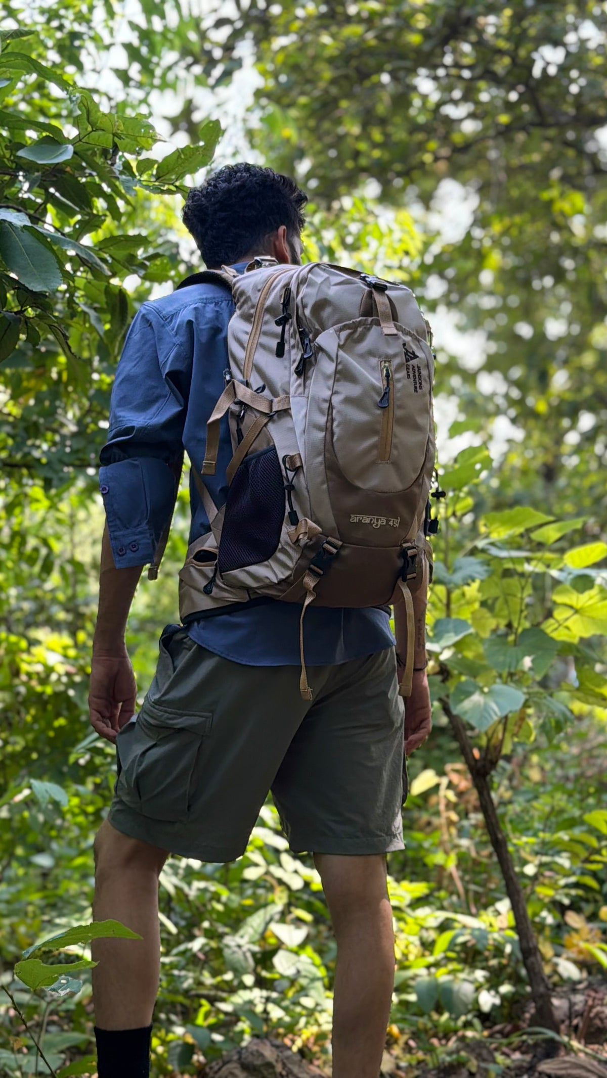 JAG Aranya 45L Alpine Backpack | Limited Edition | Air Flow Back Support | Twin Aluminium Rods + Mesh | Desert Fawn