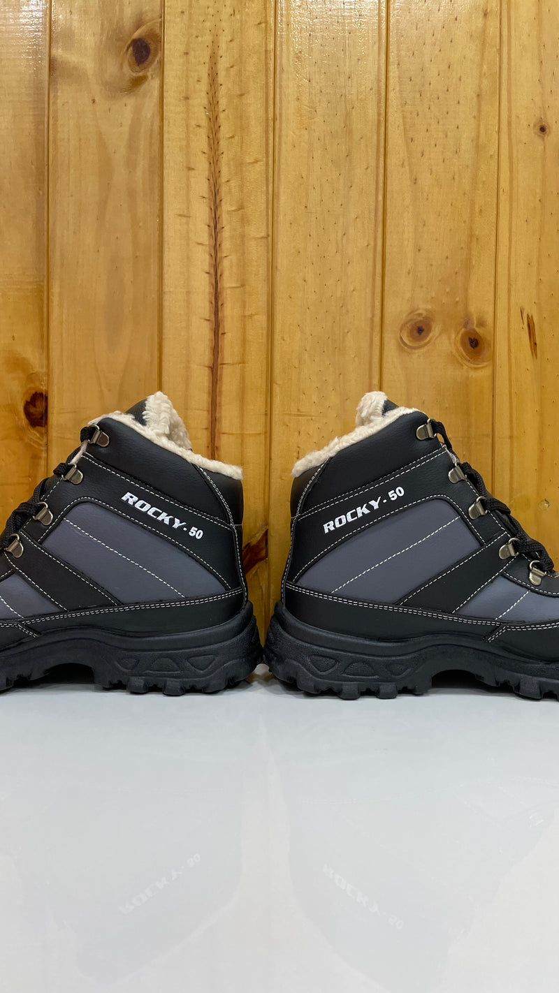 JAG Siachen Series High Ankle Hiking & Trekking Shoes | Unisex | Black | Fur Inside for Warmth