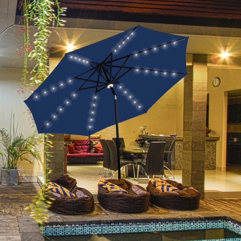 Luxury Center Pole Umbrella with LED lights & Tilting Mechanism | Premium Garden Umbrella