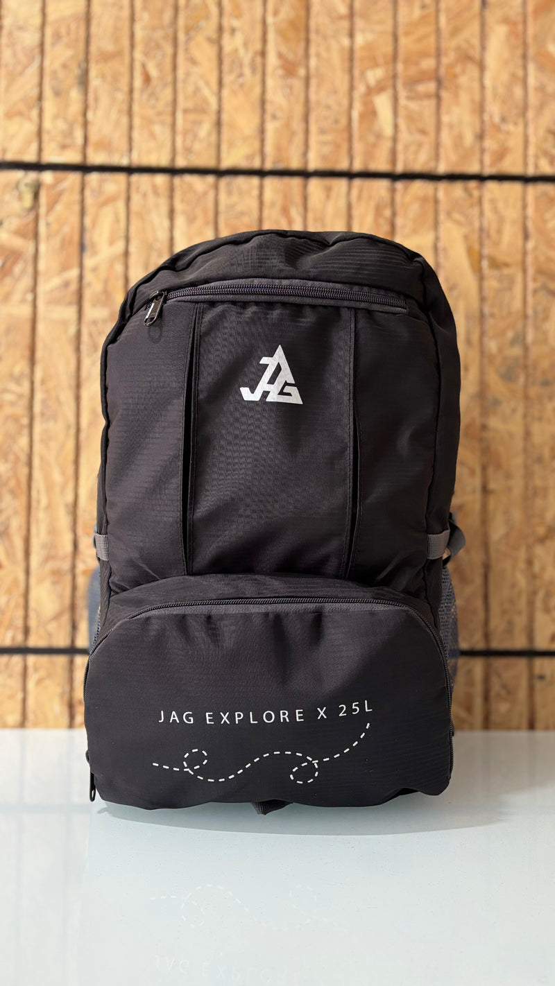 JAG Explore X 25L Self Foldable Daypack | Backpack and Day Bag for Hiking and Day Trips | Jet Black