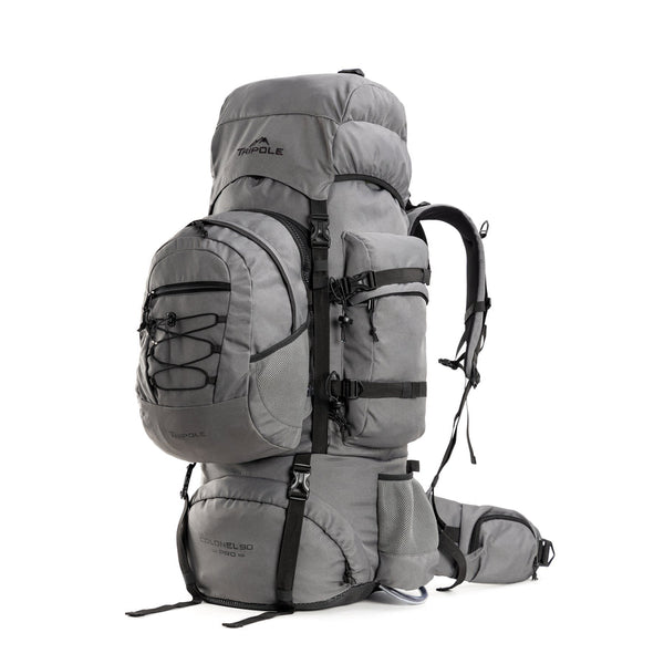 Colonel Pro Metal Frame Rucksack | Front Opening | Detachable Bag | Rain Cover | 90 Litres, Grey