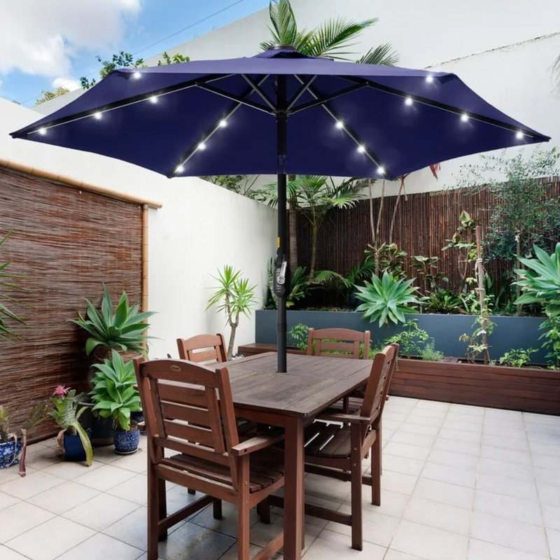 Luxury Center Pole Umbrella with LED lights & Tilting Mechanism | Premium Garden Umbrella