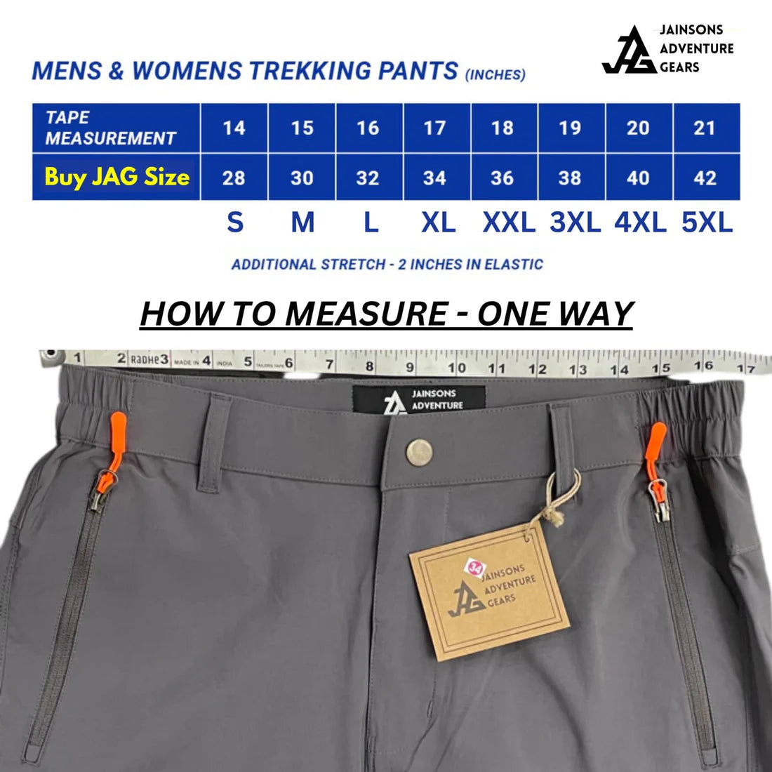 JAG Sprint Hiking & Trekking Pant | Performance Gear | 2 Pockets | Knee Darts | Space Grey