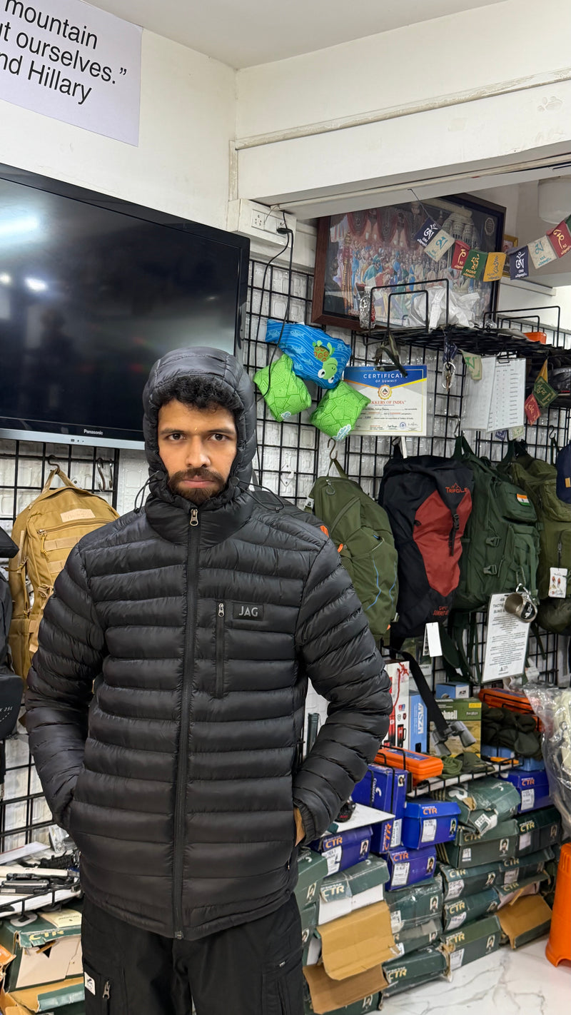 JAG Mt. Elbrus Quilted Snow Jacket | Minus 10 Jacket | Super Soft Nylon Fabric | Ultra Light Series | Space Black