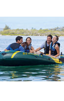 Intex Inflatable Air PVC Seahawk 4 Boat Set, Multi Color