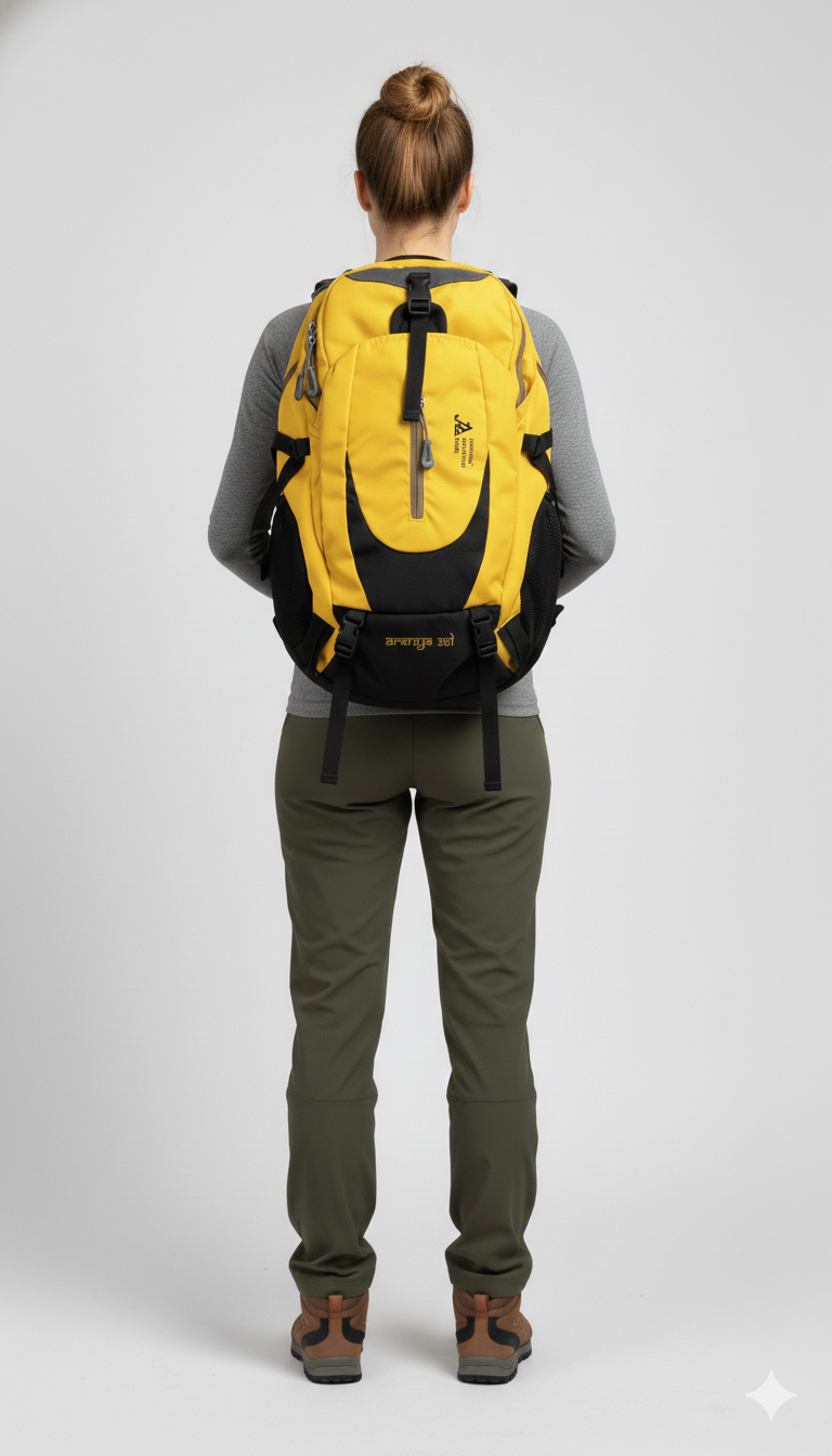 JAG Aranya 45L Alpine Backpack | Air Flow Back Support | Twin Aluminium Rods + Mesh | Alpine Sunset