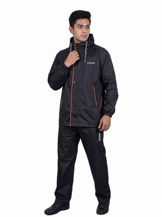 Jainsons Men's Rio Safari Raincoat Set | Black & Yellow | Poly Micro Seam Sealed | 3000MM Waterproof Tested