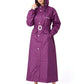 Jainsons Premium Women's Long Raincoat | Purple | Waterproof Hooded Rainwear with Belt & Carry Pouch