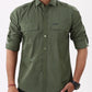 JAG Full Sleeves Olive Green Outdoor Shirt | 100% Breathable Fabric | Olive Green