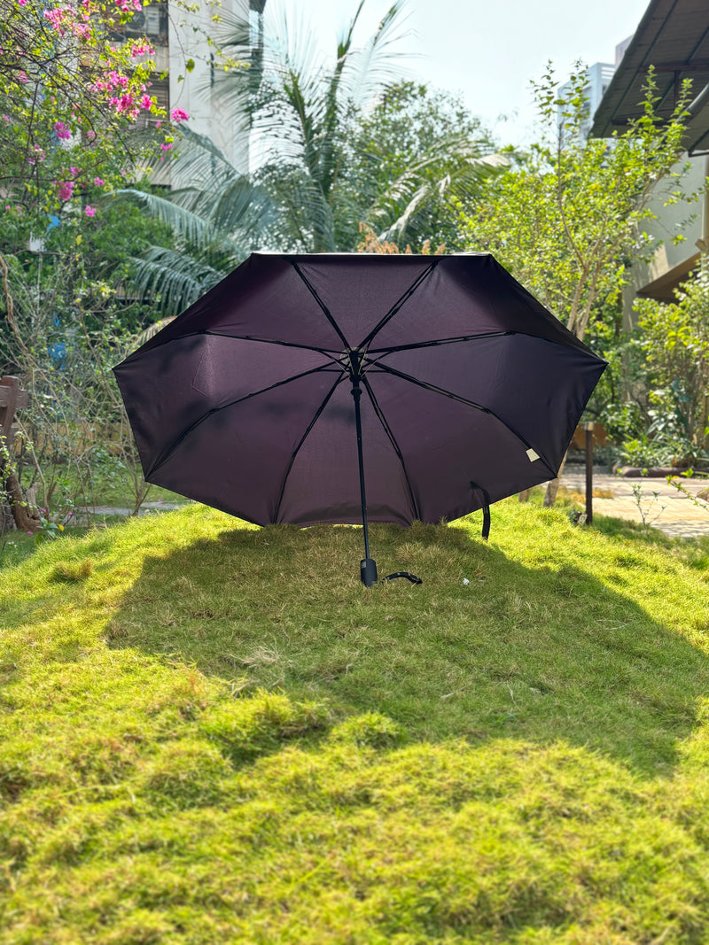 Jainsons 3 Fold Jet Black Umbrella | Inside Out Black