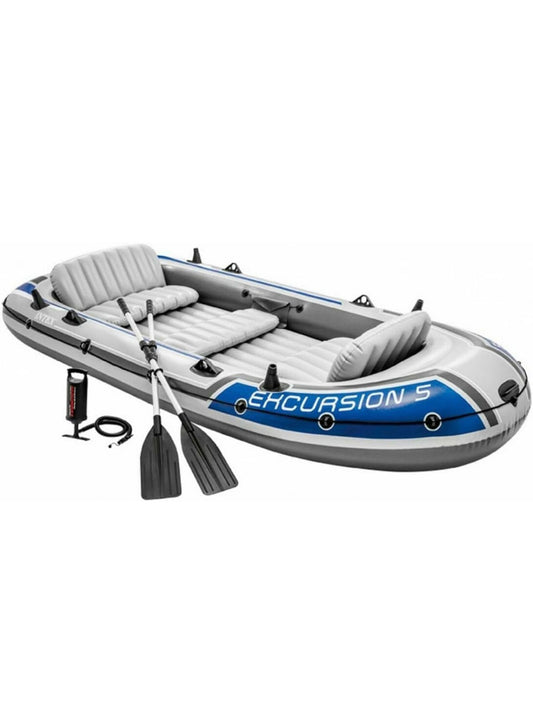 Intex Inflatable Excursion 5 Boat Set, Multi Color