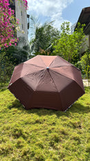 Jainsons YD Piping 3 Fold Umbrella | Nylon Fabric | Unisex Design | Brown