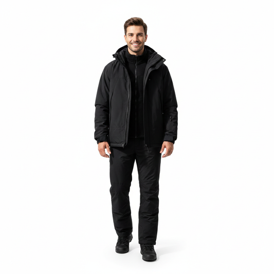 JAG Polar Pro Double Jacket | Fleece Jacket with Windcheater | All Weather | 3 in 1 | Jet Black
