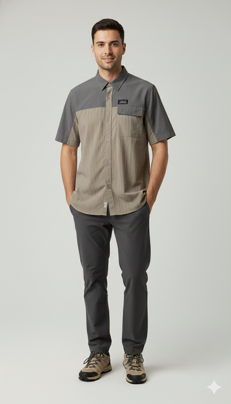 JAG Summit Seeker Hiking, Trekking & Travel Shirt | Ultra Light Parachute Fabric | Half Sleeves | Quick Dry | Mountains