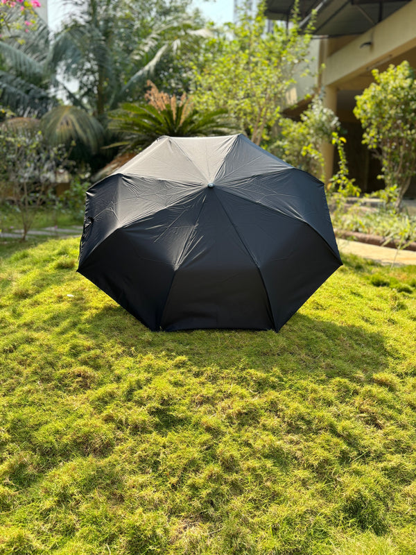 Jainsons 3 Fold Jet Black Umbrella | Inside Out Black