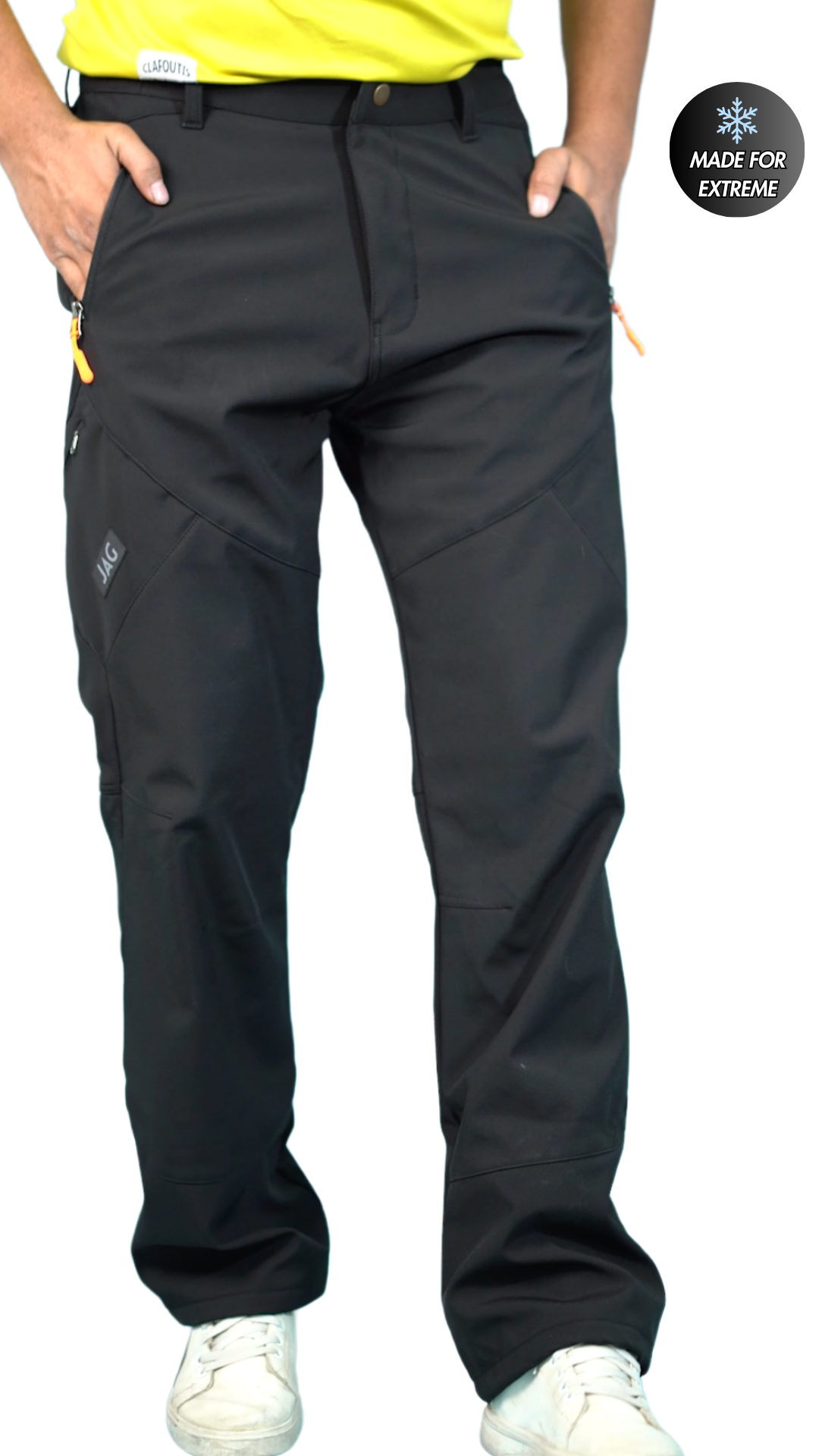 JAG Mt. Kailash Series Trekking & Hiking Pants | Snow Proof | Fleece Inside | Unisex Design | Bonded Fleeced Fabric | Snow Trekking Pants | Triple Layered Fabric | Jet Black - Limited Edition