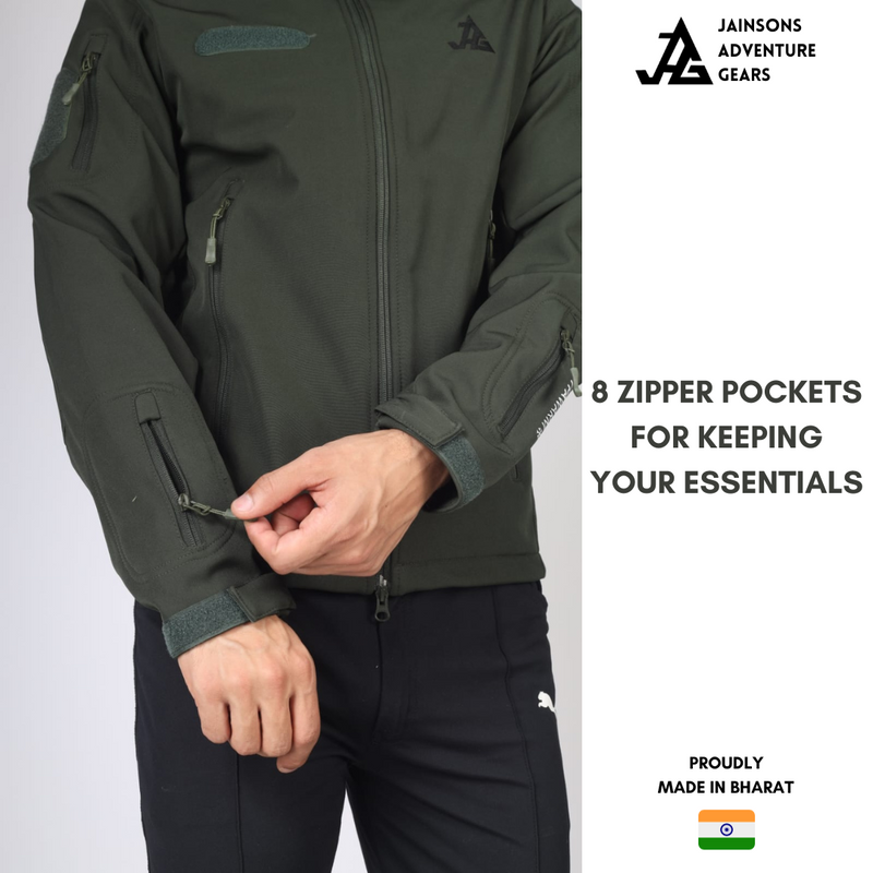 JAG WINTER TACTICAL PRO JACKET | 8 POCKETS | Tactical Snowproof Jacket | 11 Zippers | Army Green | Garud Edition Tactical Jacket