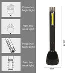 Long Range LED Torch 2400mAh Battery Torch Torch (Black, 12 cm, Rechargeable) | Lithium Battery