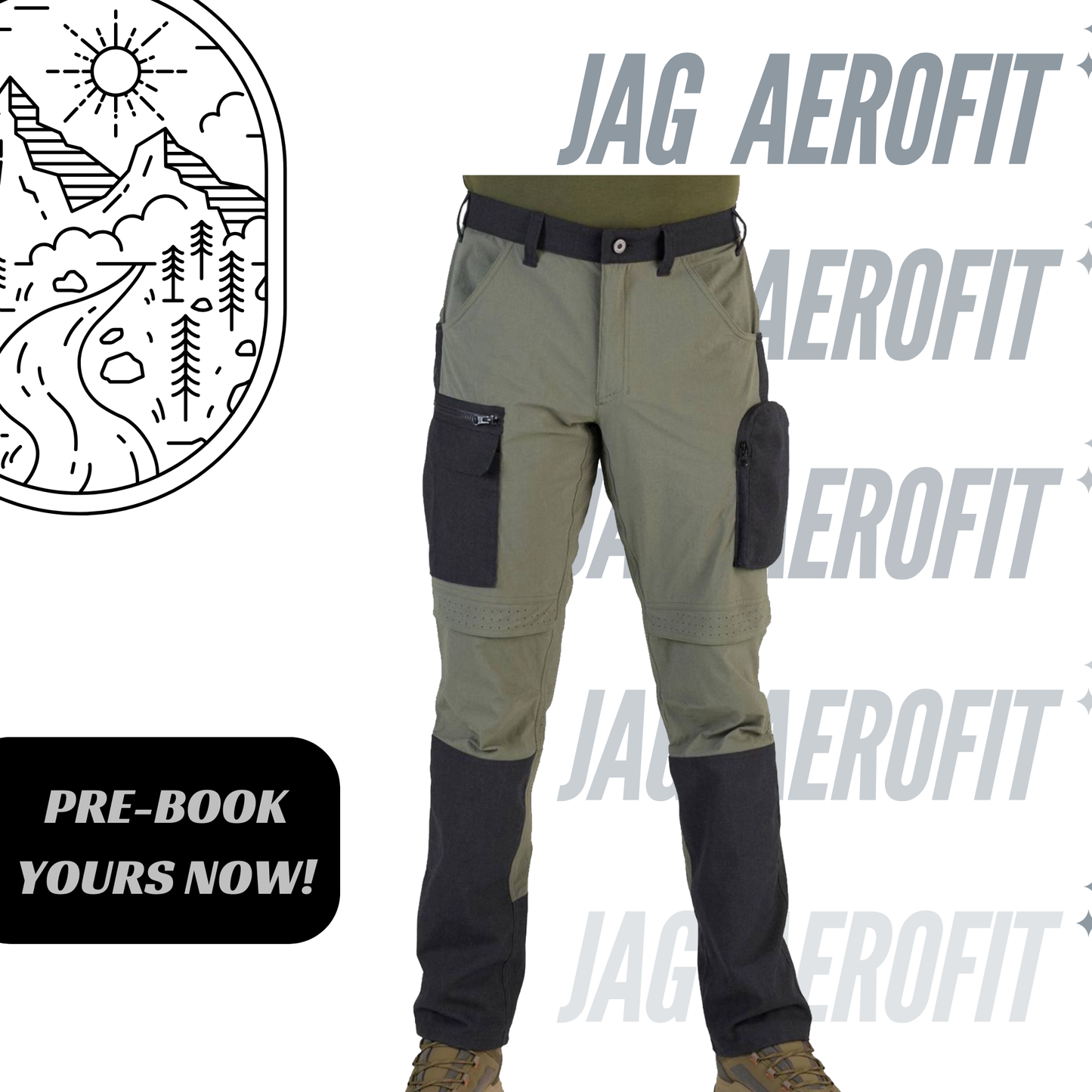 JAG Aerofit Convertible Travel & Hiking Pants | 5 Pocket Design | Stretchable Fabric | Olive