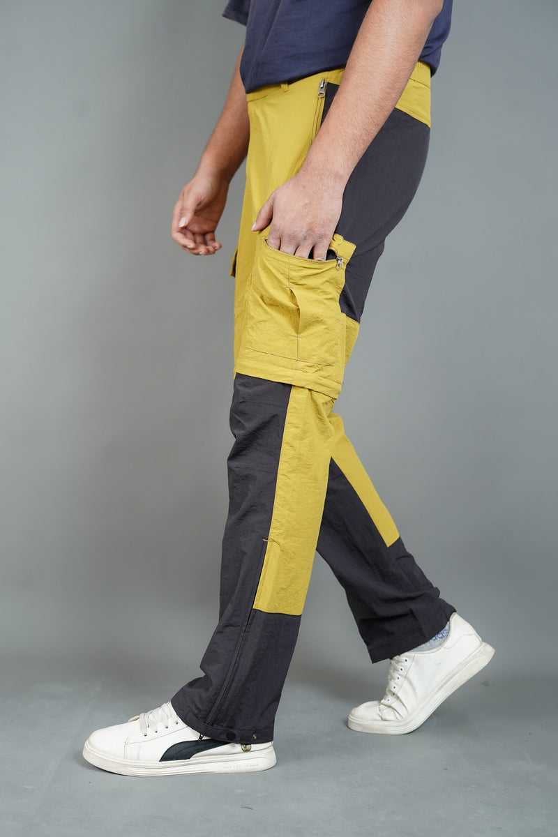 JAG Convertible Trekking Pant | Mustard Charcoal Combination