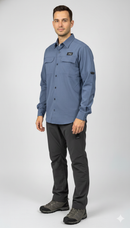 JAG Air - Wave Pro Travel Shirt | Hiking Shirt | Safari Shirt | Fully Stretchable | Full Sleeves Shirt | 2 Pocket Design | Deep Blue