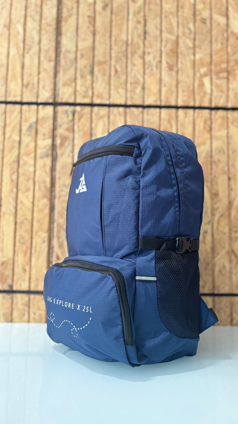 JAG Explore X 25L Self Foldable Daypack Backpack and Day Bag for Hiking and Day Trips Navy Blue