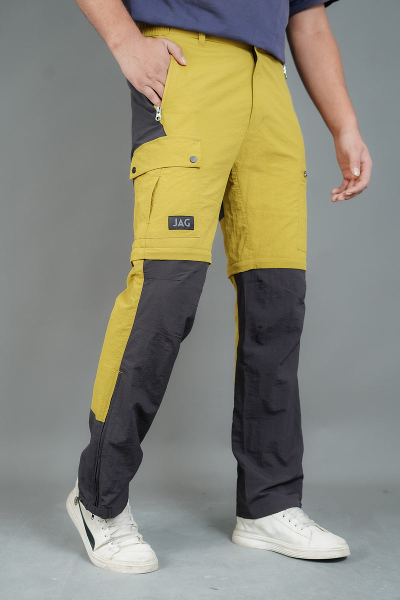 JAG Convertible Trekking Pant | Mustard Charcoal Combination