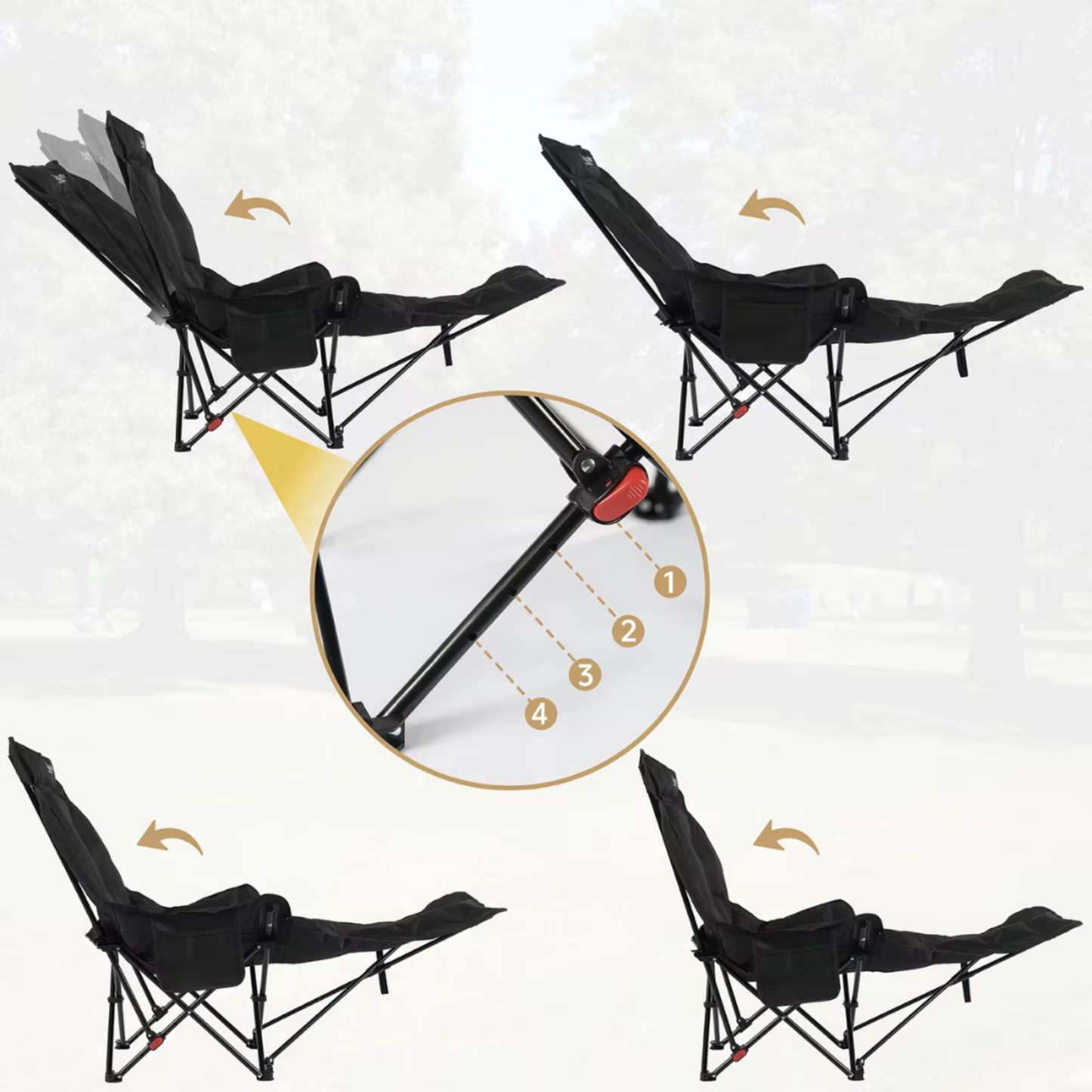 FOLDABLE CAMPING CHAIR WITH LEG EXTENSION