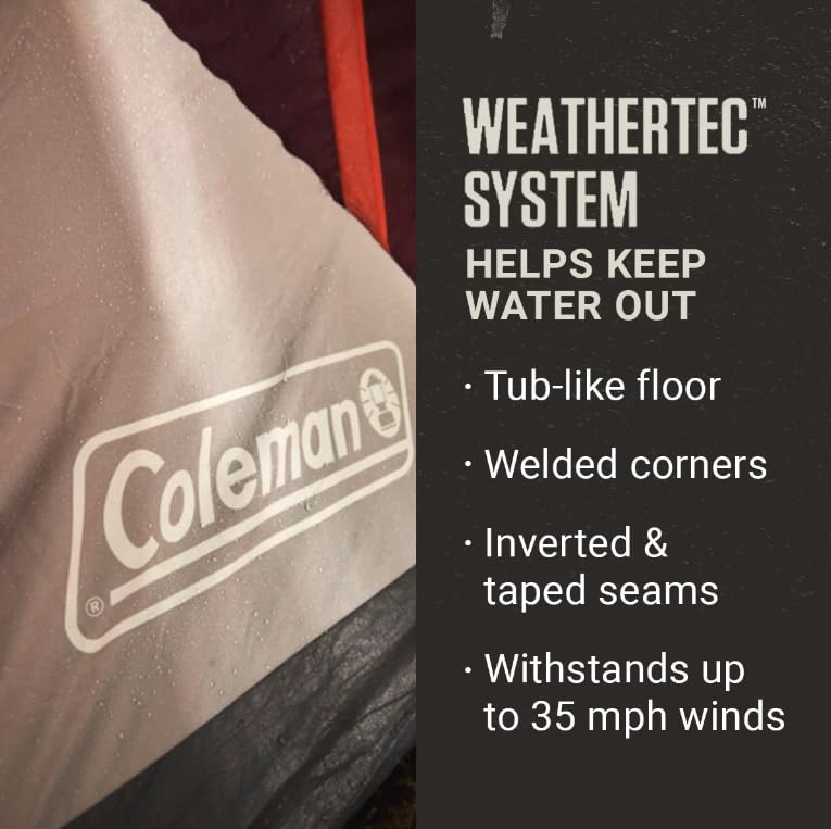 Coleman Skylodge™ 4-Person Instant Camping Waterproof Dome Tent I1 Minute Set Up with Fixed Pre-Attached Steel Poles