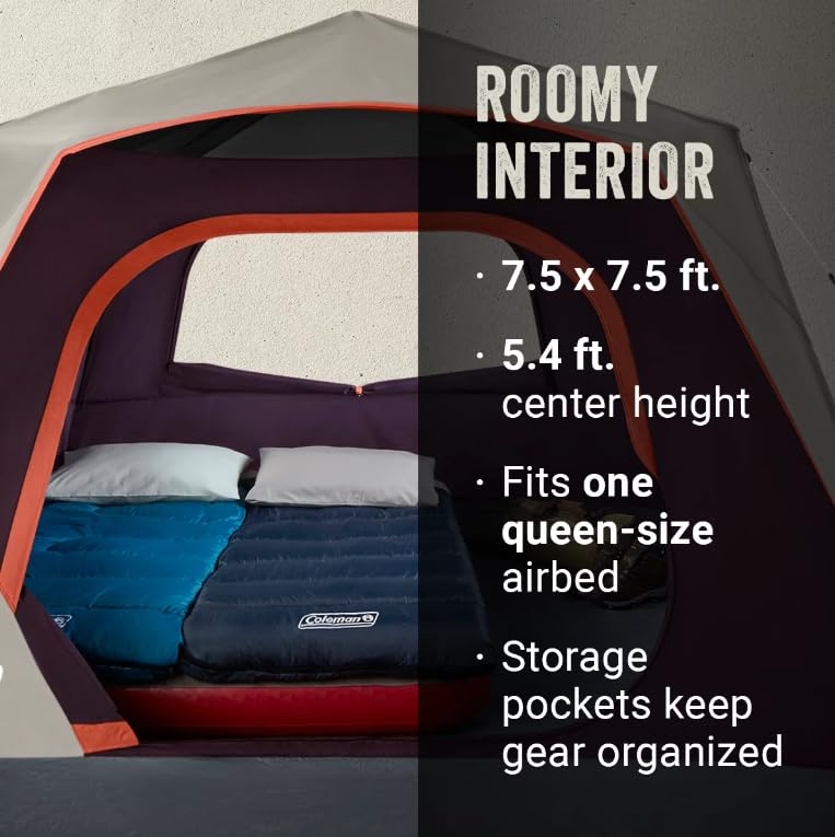 Coleman Skylodge™ 4-Person Instant Camping Waterproof Dome Tent I1 Minute Set Up with Fixed Pre-Attached Steel Poles