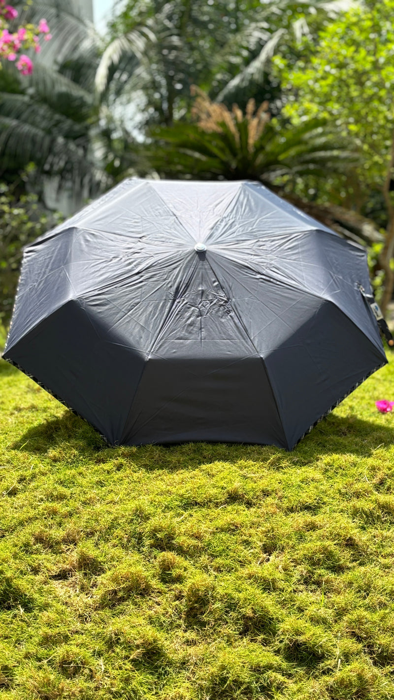 Jainsons YD Piping 3 Fold Umbrella | Nylon Fabric | Unisex Design | Grey