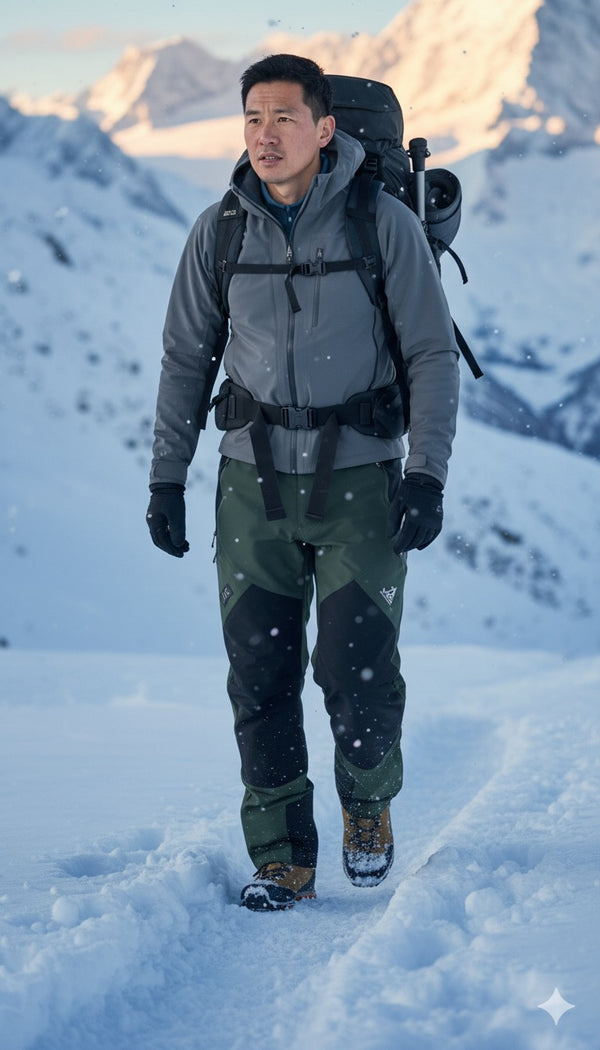 JAG Mt. Kailash Series Trekking & Hiking Pants | Snow Proof | Fleece Inside | Unisex Design | Bonded Fleeced Fabric | Snow Trekking Pants | Triple Layered Fabric | Olive Black