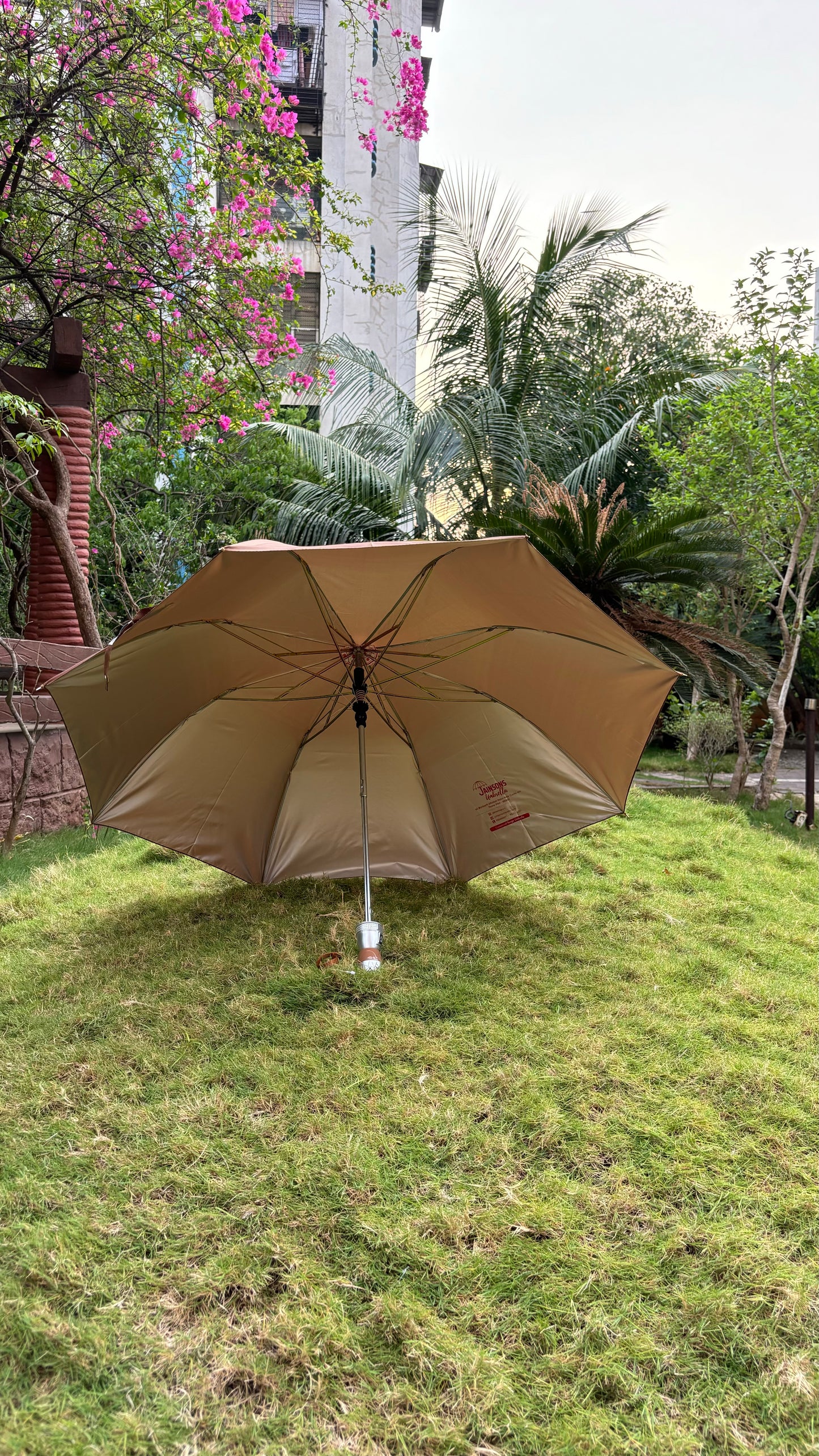 Jainsons Mono Silver 2 Fold Umbrella | Brown