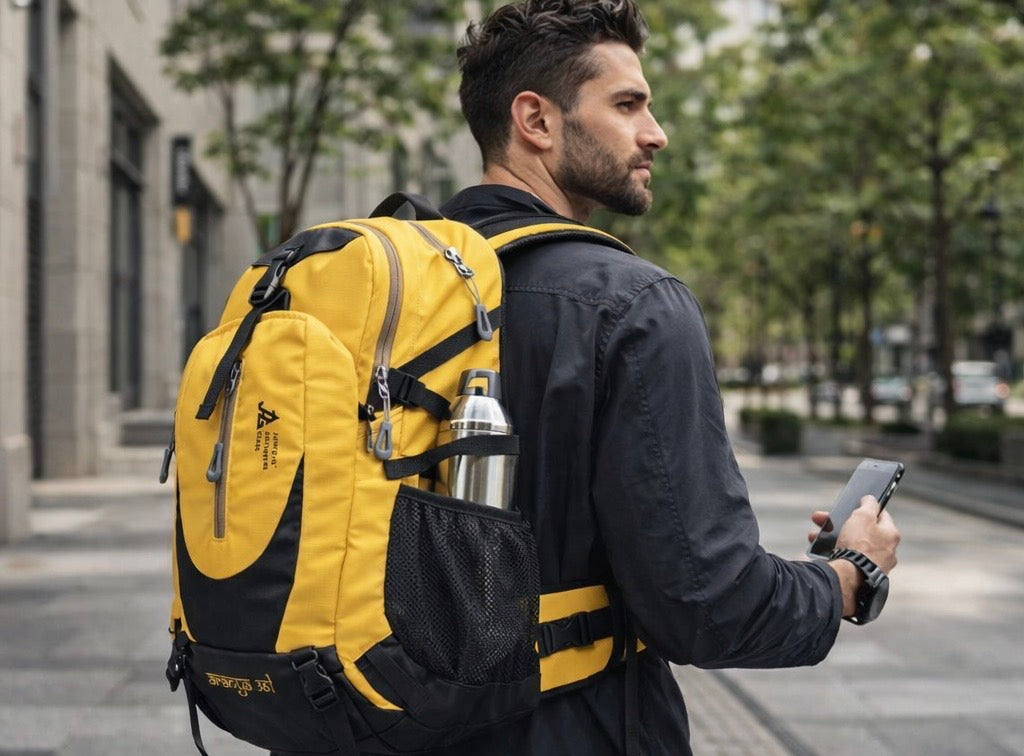 JAG Aranya 45L Alpine Backpack | Air Flow Back Support | Twin Aluminium Rods + Mesh | Solar Flare