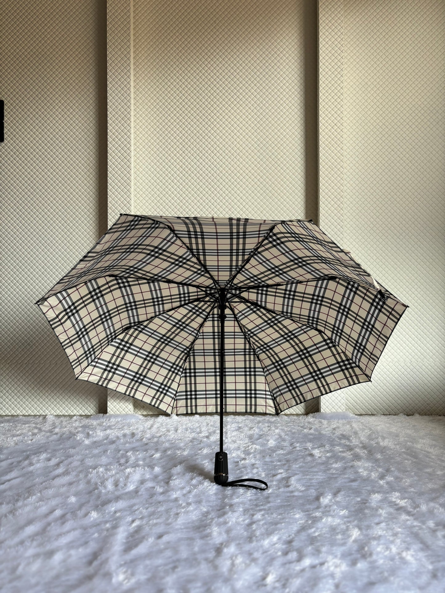 Jainsons Rain-Check 3 Fold Jumbo Umbrella | Checks Print | Khaki