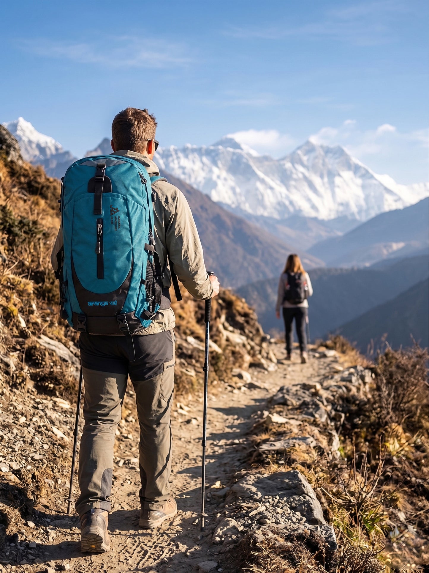 JAG Aranya 45L Alpine Backpack | Air Flow Back Support | Twin Aluminium Rods + Mesh | Glacier Blue